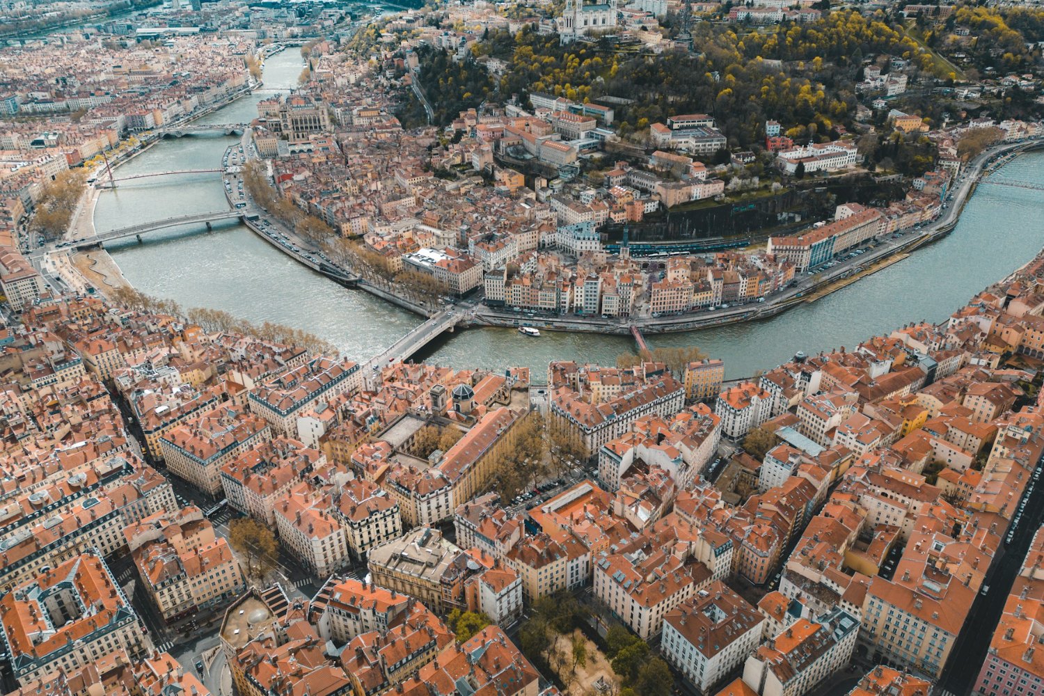 Lyon – vue aérienne de la Saône